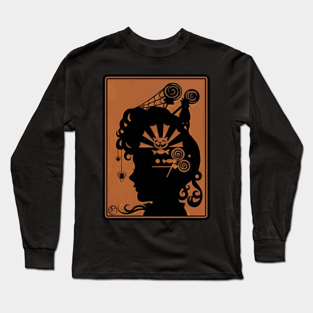 Halloween Victorian Silhouette - Halloween Long Sleeve T-Shirt by Nat Ewert Art